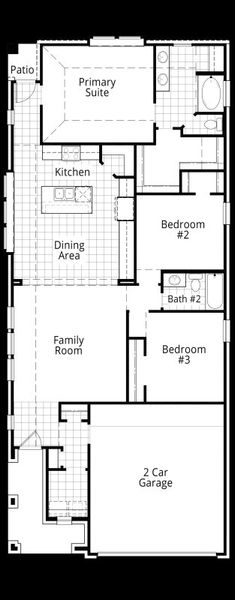 2D floor plan layout for the Carlton by Highland Homes in Jubilee: 40ft. lots, Hockley, TX (Image 5).