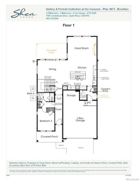2D floor plan layout of this home in Portrait at The Canyons, Castle Pines, CO (Image 3).