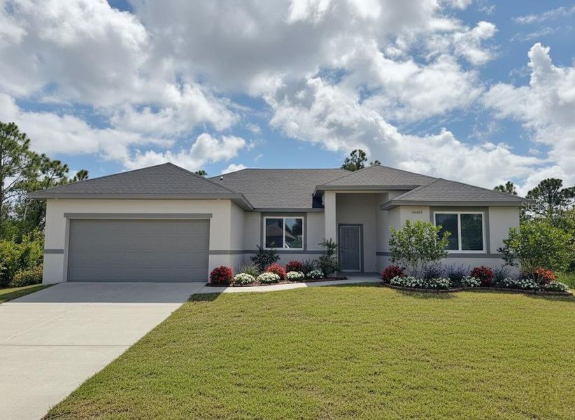 Front exterior of a new home in , Port Charlotte, FL, highlighting curb appeal (Image 1).