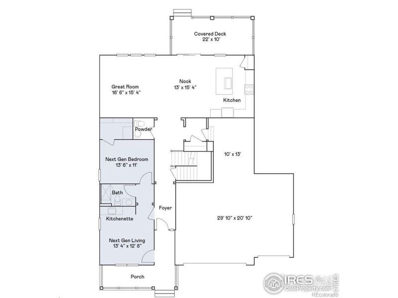 2D floor plan layout of this home in Riano Ridge, Loveland, CO (Image 2).