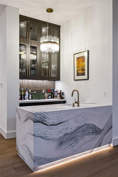 Take a closer look at this sleek, modern, and beautifully designed bar area.