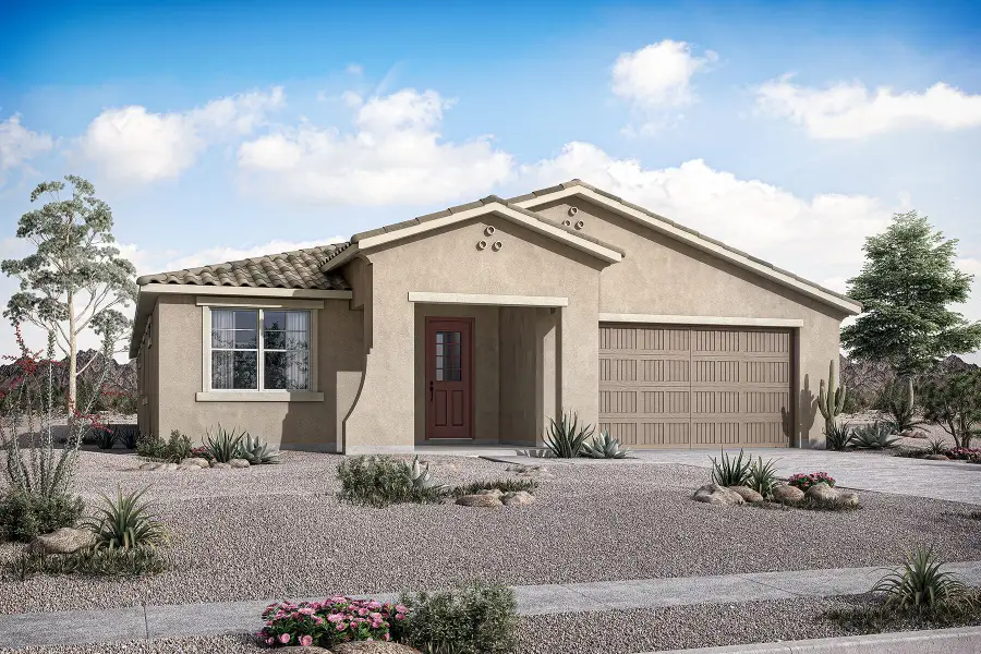 Representative exterior photo of a completed home built from the Pebble by Mattamy Homes in Empire Pointe, Queen Creek, AZ (Image 21). Representative exterior photo of a completed home built from the Pebble by Mattamy Homes in Empire Pointe, Queen Creek, AZ (Image 21).