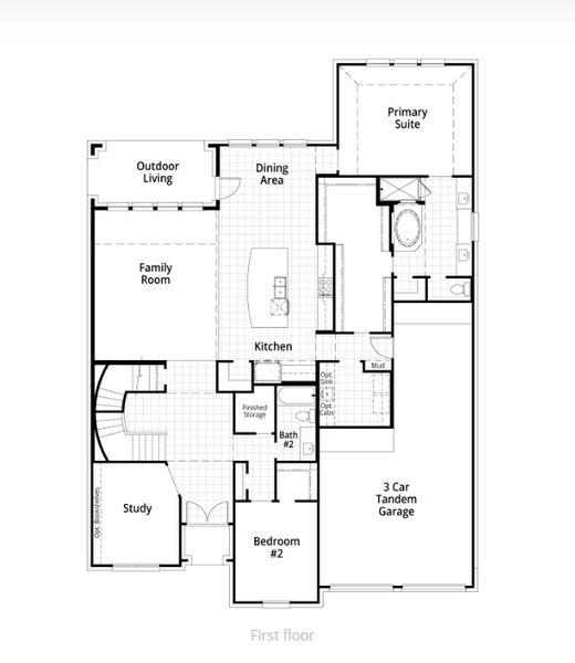 2D floor plan layout for the 220 Plan by Highland Homes in Jubilee: 70ft. lots, Hockley, TX (Image 5).