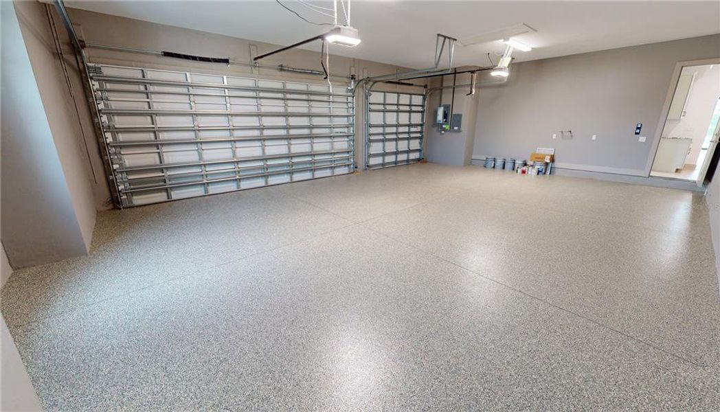 Three-car attached garage