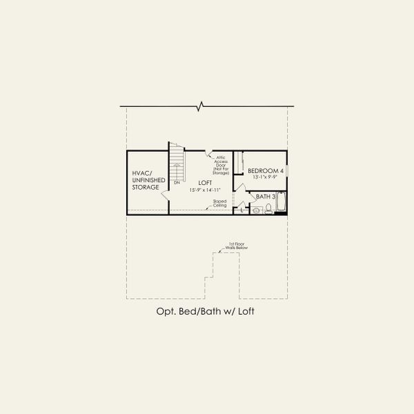 2D floor plan layout for the Bedrock by Pulte Homes in The Retreat at Carolina Ridge, Harrisburg, NC (Image 6).