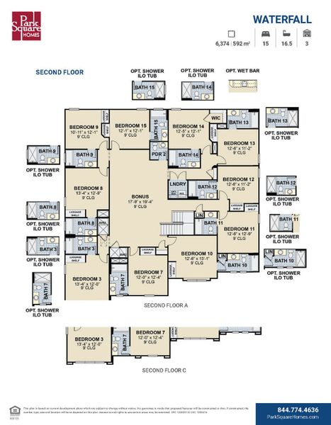 2D floor plan layout for the Waterfall by Park Square Residential in Elevated at Sonoma Resort, Kissimmee, FL (Image 5).