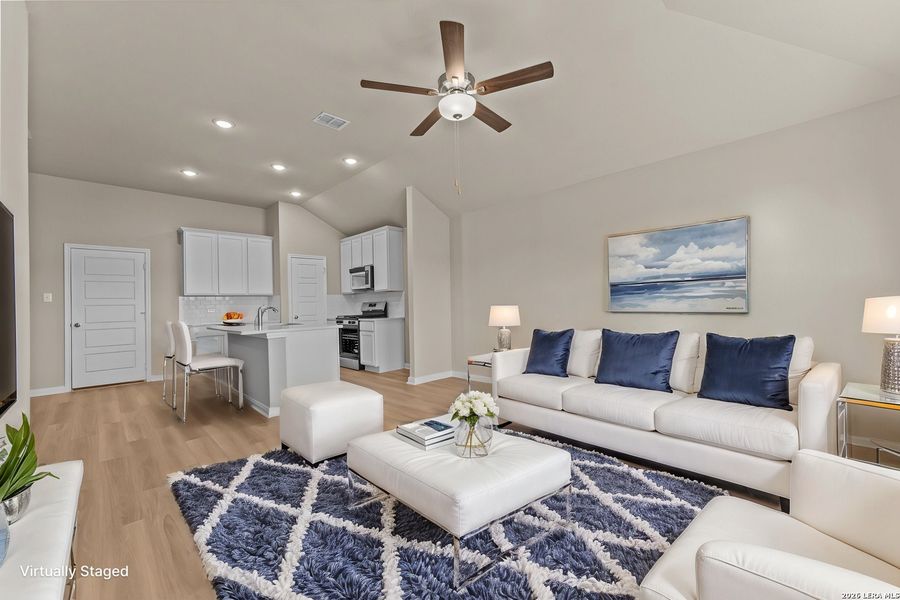 Furnished interior view inside a new home in Meadows at Clear Springs, New Braunfels (Image 4). Furnished interior view inside a new home in Meadows at Clear Springs, New Braunfels (Image 4).