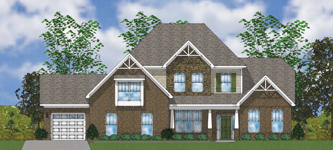 Representative exterior photo of a completed home built from the Bridges II - Elite Collection by Mungo Homes in Suter Estates, Easley, SC (Image 16).