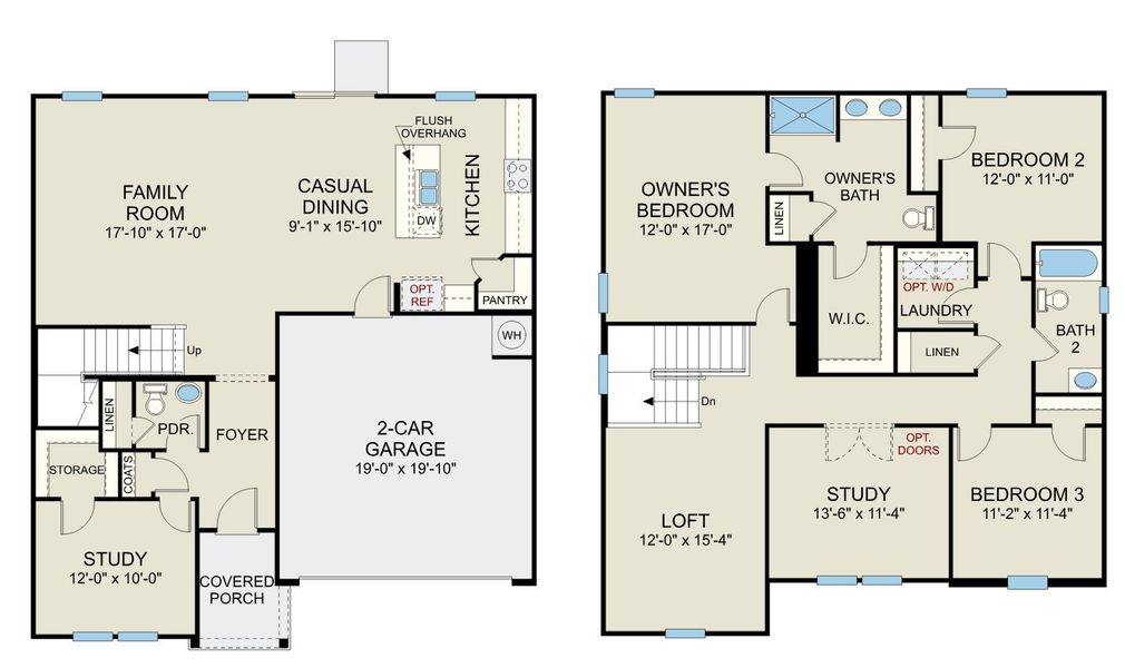 2D floor plan layout for the Prelude - Single Family Homes by Dream Finders Homes in Ivy Meadows, Oxford, NC (Image 3).