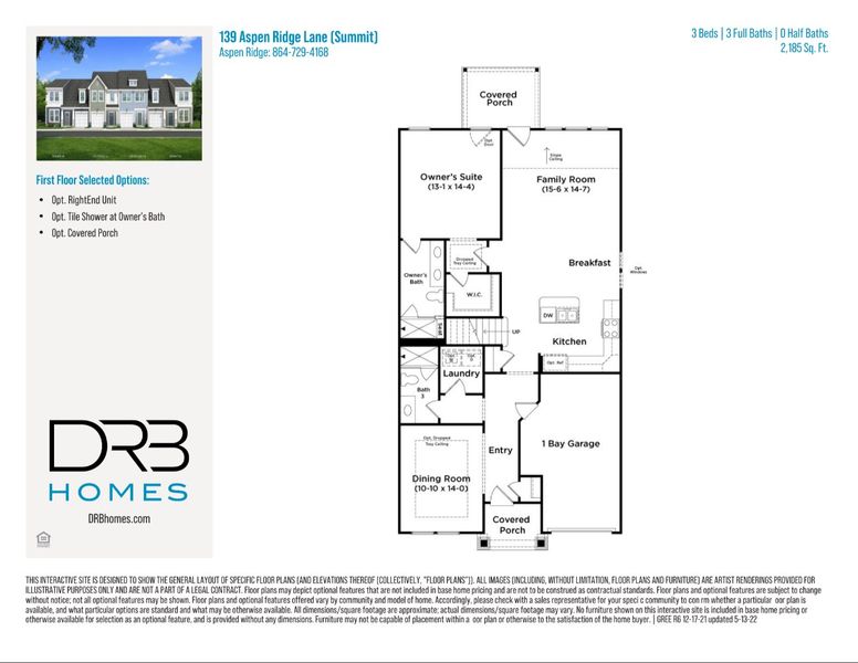 2D floor plan layout of this home in Aspen Ridge, Lyman, SC (Image 5).