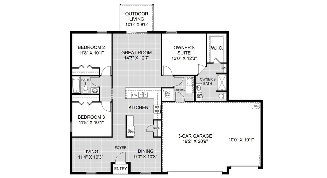 2D floor plan layout for the Alexander by Holiday Builders in Port Charlotte, Port Charlotte, FL (Image 3).