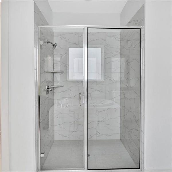 Bathroom with an enclosed shower