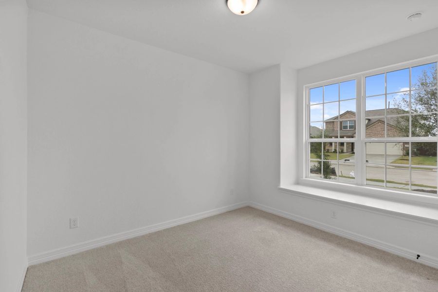 Fourth bedroom. Note: Sample product photo - actual exterior and interior selections may vary by homesite Fourth bedroom. Note: Sample product photo - actual exterior and interior selections may vary by homesite