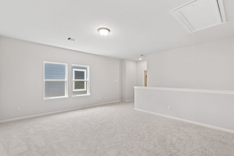 The Oriole II- Loft/Game Room. Sample image to be used for example only, colors, options and upgrades vary.