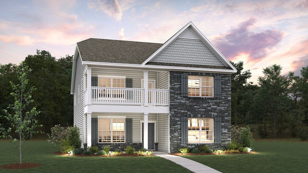 Representative exterior photo of a completed home built from the Calhoun by D.R. Horton in The Preserve at Kinsley, Jamestown, NC (Image 4).