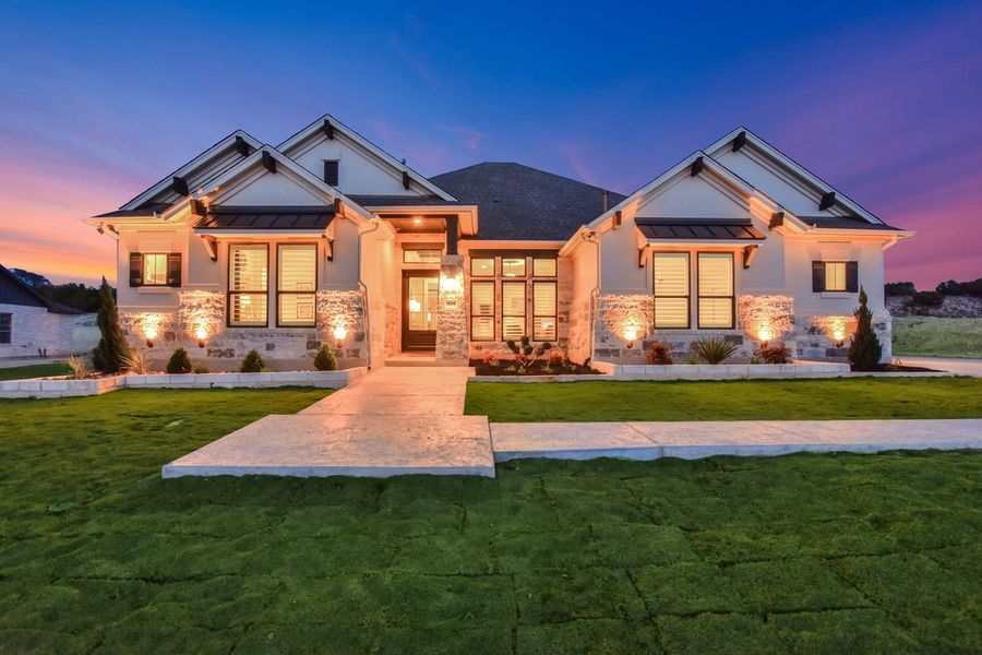 Representative exterior photo of a completed home built from the Siena II by Giddens Homes in Clearwater Ranch, Liberty Hill, TX (Image 32).