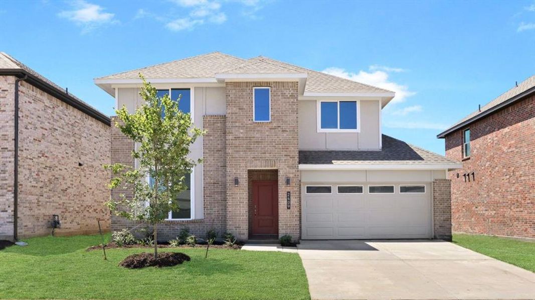 Front exterior of a new home in The Preserve at Forum, Grand Prairie, TX, highlighting curb appeal (Image 1). Front exterior of a new home in The Preserve at Forum, Grand Prairie, TX, highlighting curb appeal (Image 1).