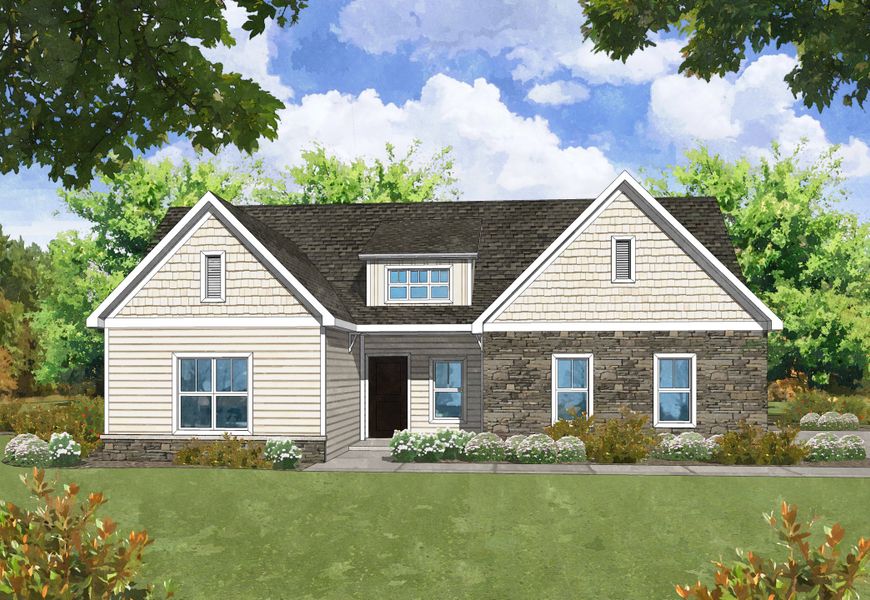 Representative exterior photo of a completed home built from the Mercer by Center Park Homes in Central Estates, Summerville, SC (Image 2). Representative exterior photo of a completed home built from the Mercer by Center Park Homes in Central Estates, Summerville, SC (Image 2).