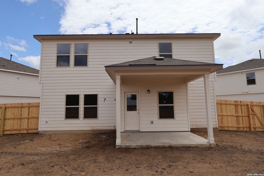 Exterior details and patio area of a home in Verano Farms, Von Ormy (Image 26).