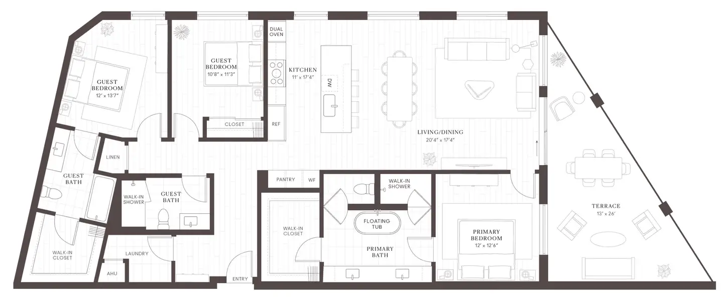 2D floor plan layout for the C7 Penthouse by Intracorp in Leland South Congress, Austin, TX (Image 1). 2D floor plan layout for the C7 Penthouse by Intracorp in Leland South Congress, Austin, TX (Image 1).