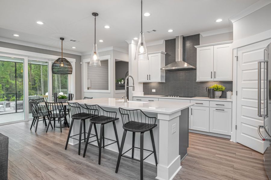 Kitchen with large corner pantry