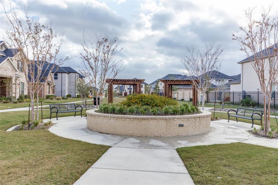Front exterior of a new home in Cambridge Crossing, Celina, TX, highlighting curb appeal (Image 20).