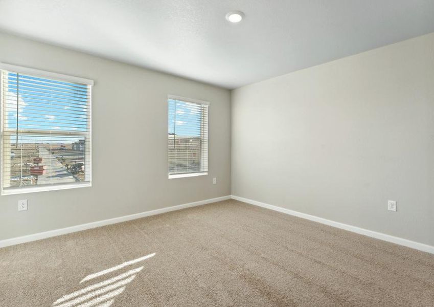 The master bedroom has carpet.