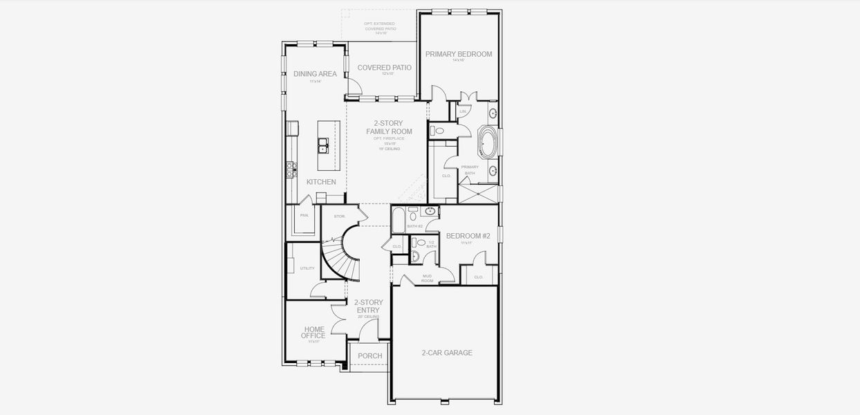 2D floor plan layout for the 2796W by Perry Homes in Briggs Ranch 50', San Antonio, TX (Image 3). 2D floor plan layout for the 2796W by Perry Homes in Briggs Ranch 50', San Antonio, TX (Image 3).