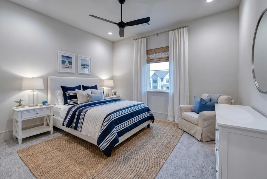 Large bedroom upstairs next to a second living space/ game room. Large bedroom upstairs next to a second living space/ game room.