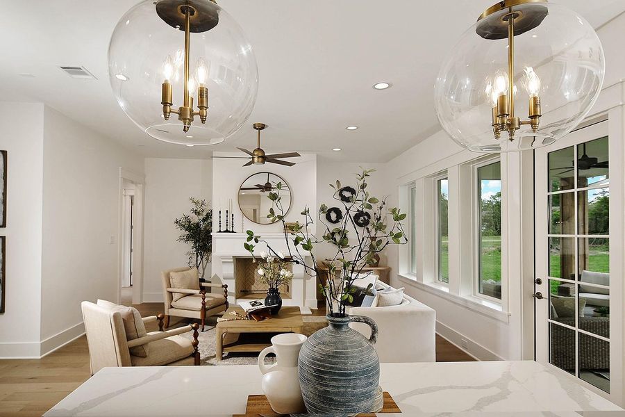 Open views to living room from kitchen makes visiting with family and friends enjoyable.