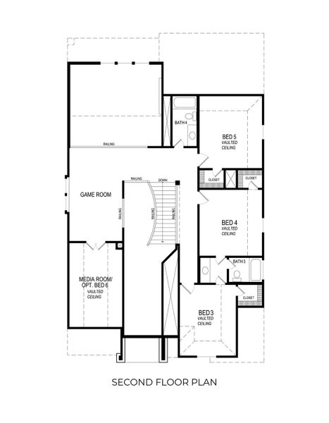 2D floor plan layout for the Normandy F by First Texas Homes in Sutton Fields, Celina, TX (Image 3). 2D floor plan layout for the Normandy F by First Texas Homes in Sutton Fields, Celina, TX (Image 3).