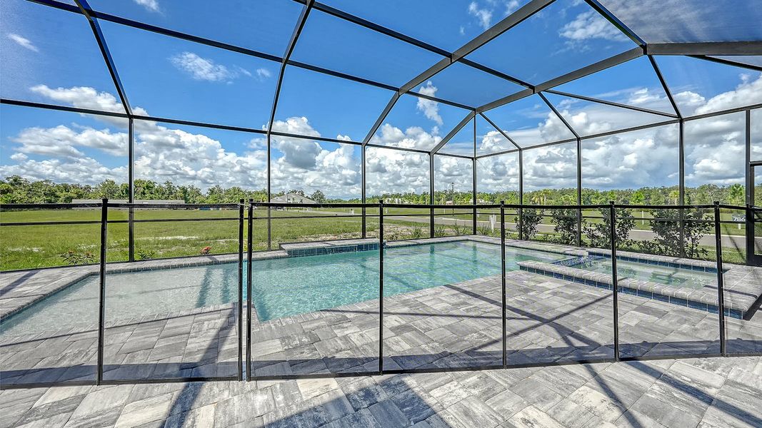 Exterior details and patio area of a home in Canoe Creek Real Estate and Homes for Sale in Parrish, FL - Neal Communities, Parrish (Image 4).