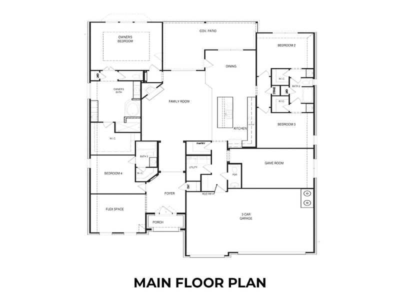 2D floor plan layout for the The Garner A by Davidson Homes LLC in The Reserve at Potranco Oaks, Castroville, TX (Image 5).