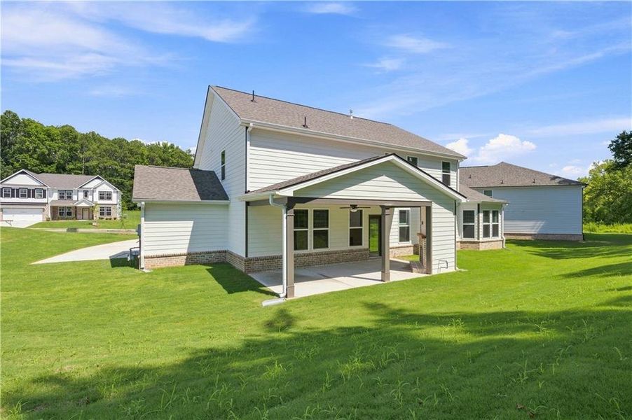Exterior details and patio area of a home in Grandview at Millers Mill, Stockbridge (Image 19).