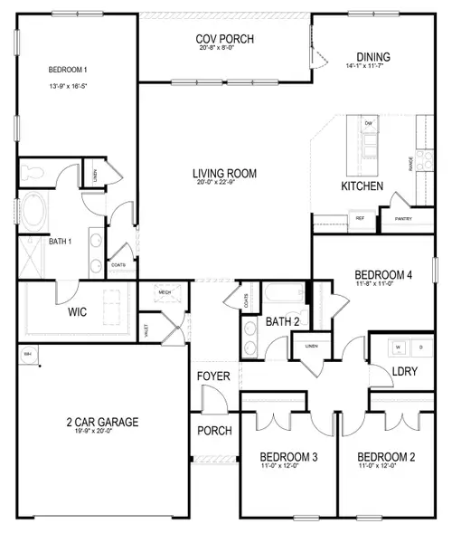 2D floor plan layout of this home in Fairway 17 at Mirror Lake, Villa Rica, GA (Image 3).