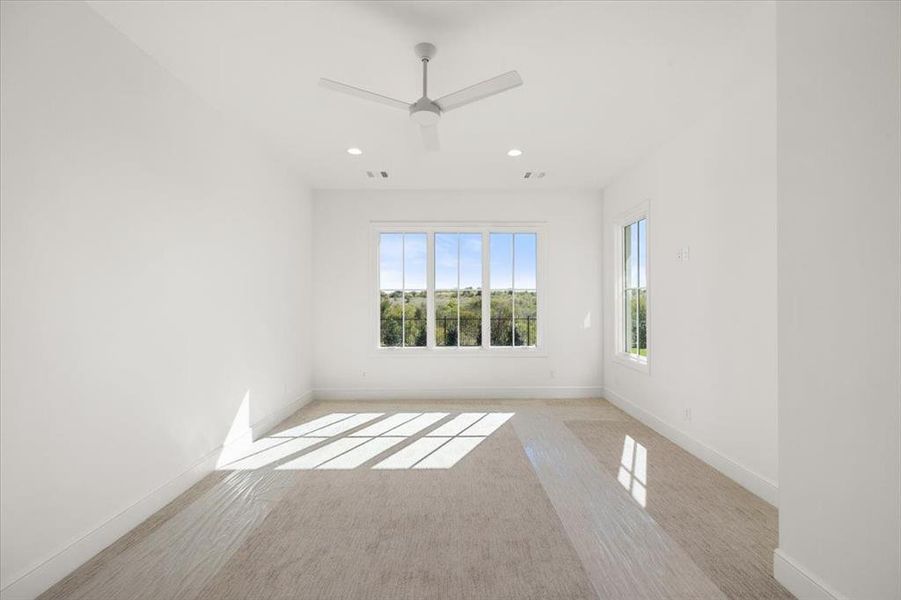 Huge, light drenched with views for miles, private and separate from the remainder of the home on the main level