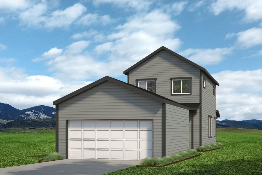 Front exterior of a new home in Liberty Draw, Evans, CO, highlighting curb appeal (Image 13).