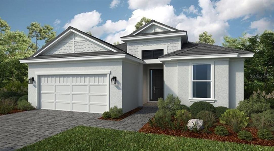 Front exterior of a new home in Esplanade at Coasterra, Palmetto, FL, highlighting curb appeal (Image 1).