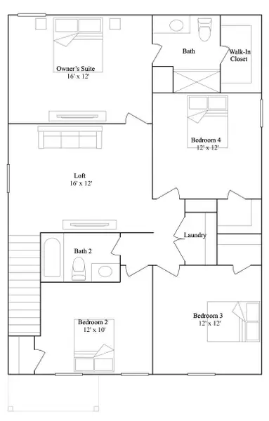 2D floor plan layout of this home in Monarch Landing, Needville, TX (Image 3).