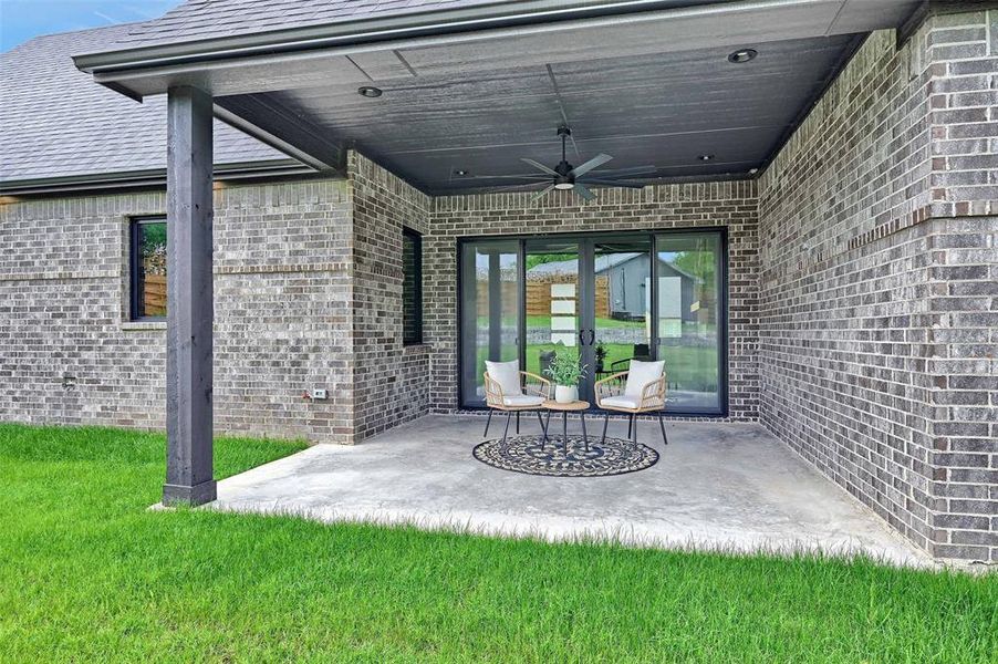 View of patio / terrace with ceiling fan View of patio / terrace with ceiling fan