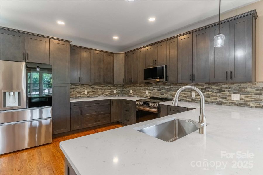 Marble countertops, lots of cabinets and space!
