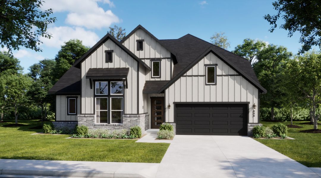 Representative exterior photo of a completed home built from the Panorama by Risewell Homes in Coyote Crossing, Godley, TX (Image 4).