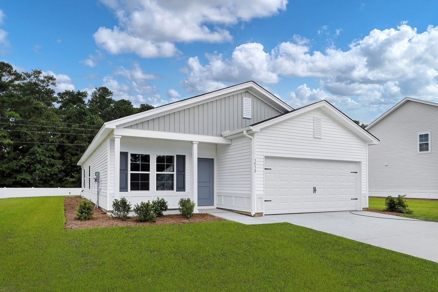 Front exterior of a new home in Hainer Place, Conway, SC, highlighting curb appeal (Image 2).