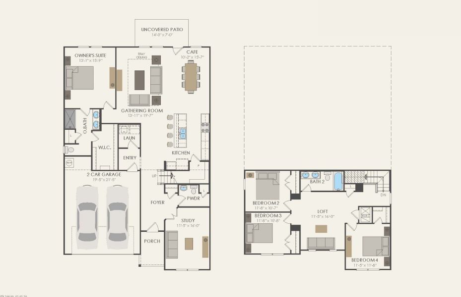 2D floor plan layout of this home in Elizabeth Creek, Haslet, TX (Image 3).