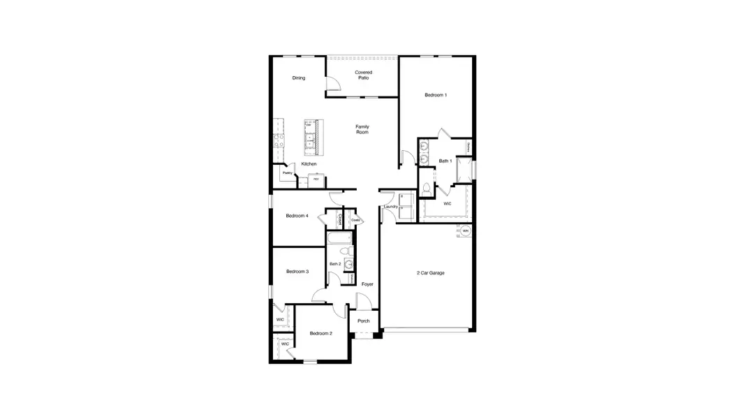2D floor plan layout of this home in Homestead at Parks Bell Ranch, Odessa, TX (Image 4).