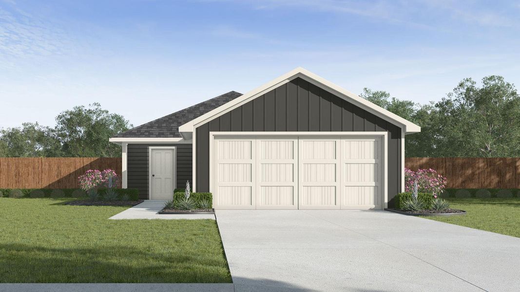 A striking exterior featuring a two-car garage and manicured landscaping. A striking exterior featuring a two-car garage and manicured landscaping.