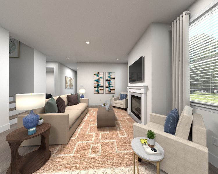 Spend family movie nights in the spacious great room. Spend family movie nights in the spacious great room.