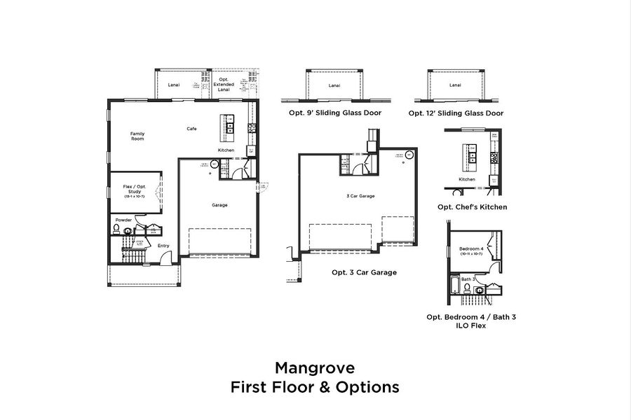 2D floor plan layout for the Mangrove by DRB Homes in Beacon Park, Hudson, FL (Image 3).