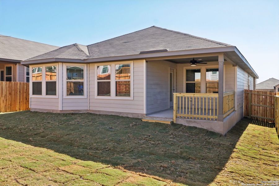 Exterior details and patio area of a home in Lark Canyon, New Braunfels (Image 20).