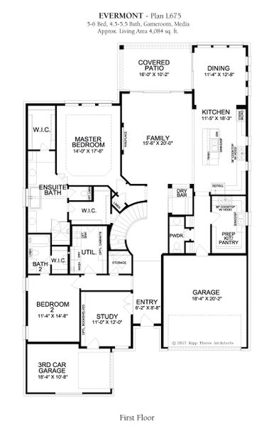 2D floor plan layout for the Evermont by Landon Homes in Lexington Frisco, Frisco, TX (Image 3).